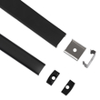 GLOBOSTAR® ALP-LINEAR SURFABO 70806-3M Επιφανειακό Προφίλ Αλουμινίου με Μαύρο Φιμέ Πατητό Κάλυμμα για Ταινίες LED IP20 - Μαύρο & Λευκό - Μ300 x Π1.6 x Υ0.7cm - Πακέτο 5 Τεμαχίων