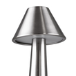 GloboStar® MOLLY 76516 Επαναφορτιζόμενο Επιτραπέζιο Φωτιστικό Πορτατίφ LED 1.5W 105lm 120° DC 5V IP44 Θερμό Λευκό 2700K Dimmable Ασημί Αλουμίνιο - Μ10 x Π10 x Υ23cm - 2 Xρόνια Εγγύηση
