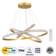 GLOBOSTAR® DIAMOND TRIO 61139-DECO Μοντέρνο Κρεμαστό Φωτιστικό Οροφής LED 120W 14723lm 360° AC 220-240V IP20 Ρυθμιζόμενο Λευκό CCT με Χειριστήριο από 2700K έως 6000K Dimmable - Lumileds SMD Chip - Χρυσό Βούρτσας - Μ80 x Π80 x Υ80cm - 3 Χρόνια Εγγύηση
