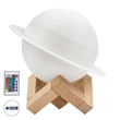 GloboStar® MOON 79608 Επιτραπέζιο Φωτιστικό Πορτατίφ LED 2W 120lm 360° DC 5V IP20 RGBW Dimmable Λευκό Πλαστικό με Μπεζ Ξύλο - Μ15 x Π15 x Υ13.5cm - 2 Xρόνια Εγγύηση