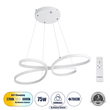 GLOBOSTAR® BUTTERFLY 61392 Μοντέρνο Κρεμαστό Φωτιστικό Οροφής LED 75W 8400lm 300° AC 220-240V IP20 Ρυθμιζόμενο Λευκό CCT με Χειριστήριο από 2700K έως 6000K Dimmable - Lumileds SMD Chip - Λευκό Ματ - Μ70 x Π55 x Υ4cm - 3 Χρόνια Εγγύηση