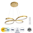 GLOBOSTAR® BUTTERFLY 61393 Μοντέρνο Κρεμαστό Φωτιστικό Οροφής LED 75W 8400lm 300° AC 220-240V IP20 Ρυθμιζόμενο Λευκό CCT με Χειριστήριο από 2700K έως 6000K Dimmable - Lumileds SMD Chip - Χρυσό Βούρτσας - Μ70 x Π55 x Υ4cm - 3 Χρόνια Εγγύηση