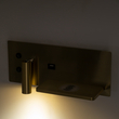 GLOBOSTAR® PALADIN 61358 Μοντέρνο Φωτιστικό Τοίχου - Απλίκα Ξενοδοχείου Reading Light με Φορτιστή USB 3A & Wireless 20W LED 6W 720lm 36° & 360° AC 220-240V IP20 Φυσικό Λευκό 4500K - Bridgelux COB Chip & TÜV SÜD Driver - Χρυσό Βούρτσας - Μ30 x Π11 x Υ12cm - 3 Χρόνια Εγγύηση