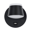 GLOBOSTAR® REGENCY 61373 Μοντέρνο Φωτιστικό Τοίχου - Απλίκα Ξενοδοχείου Reading Light με Φορτιστή USB 3A LED 8W 920lm 120° AC 220-240V IP20 Φυσικό Λευκό 4500K - Bridgelux SMD Chip & TÜV SÜD Driver - Μαύρο Ματ - Μ12 x Π12 x Υ13cm - 3 Χρόνια Εγγύηση