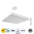 GLOBOSTAR® KAMALA 61211-P Μοντέρνο Κρεμαστό Φωτιστικό Οροφής LED 100W 11020lm 120° AC 220-240V IP20 Ρυθμιζόμενο Λευκό CCT με Χειριστήριο από 2700K έως 6000K Dimmable - Lumileds SMD Chip - Λευκό Ματ - Μ80 x Π80 x Υ8cm - 3 Χρόνια Εγγύηση