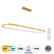 GLOBOSTAR® BOLIVAR 61274 Μοντέρνο Κρεμαστό Φωτιστικό Οροφής LED 54W 6210lm 360° AC 220-240V IP20 Ρυθμιζόμενο Λευκό CCT με Χειριστήριο από 2700K έως 6000K Dimmable - Lumileds SMD Chip - Χρυσό Βούρτσας - Μ120 x Π30 x Υ2cm - 3 Χρόνια Εγγύηση