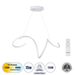 GLOBOSTAR® SPIRALE 61284 Μοντέρνο Κρεμαστό Φωτιστικό Οροφής LED 75W 8400lm 300° AC 220-240V IP20 Ρυθμιζόμενο Λευκό CCT με Χειριστήριο από 2700K έως 6000K Dimmable - Lumileds SMD Chip - Λευκό Ματ - Μ72 x Π25 x Υ30cm - 3 Χρόνια Εγγύηση