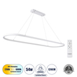 GLOBOSTAR® BOLIVAR 61272 Μοντέρνο Κρεμαστό Φωτιστικό Οροφής LED 54W 6210lm 360° AC 220-240V IP20 Ρυθμιζόμενο Λευκό CCT με Χειριστήριο από 2700K έως 6000K Dimmable - Lumileds SMD Chip - Λευκό Ματ - Μ120 x Π30 x Υ2cm - 3 Χρόνια Εγγύηση