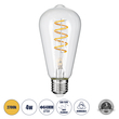 GLOBOSTAR® PEAR 99143 Λάμπα E27 ST64 LED 4W 300lm 360° AC 220-240V IP20 Θερμό Λευκό 2700K Dimmable - Soft S Spiral Filament Chip - Διάφανο - Μ6.4 x Π6.4 x Υ14cm - 3 Χρόνια Εγγύηση