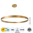 GLOBOSTAR® VENOM 61184 Μοντέρνο Κρεμαστό Φωτιστικό Οροφής LED 75W 8818lm 120° AC 220-240V IP20 Ρυθμιζόμενο Λευκό CCT με Χειριστήριο από 2700K έως 6000K Dimmable - Lumileds SMD Chip - Χρυσό Βούρτσας - Μ100 x Π100 x Υ6.5cm - 3 Χρόνια Εγγύηση