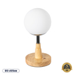 GloboStar® COVE 02036 Μοντέρνο Επιτραπέζιο Φωτιστικό Πορτατίφ Μονόφωτο 1 x E27 IP20 Μπεζ Ξύλο, Ασημί Μέταλλο με Λευκό Γυαλί - Μ12 x Π12 x Υ25cm