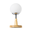 GloboStar® COVE 02036 Μοντέρνο Επιτραπέζιο Φωτιστικό Πορτατίφ Μονόφωτο 1 x E27 IP20 Μπεζ Ξύλο, Ασημί Μέταλλο με Λευκό Γυαλί - Μ12 x Π12 x Υ25cm