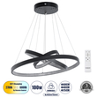 GLOBOSTAR® DIAMOND TRIO 61523-DECO Μοντέρνο Κρεμαστό Φωτιστικό Οροφής LED 100W 11200lm 360° AC 220-240V IP20 Ρυθμιζόμενο Λευκό CCT με Χειριστήριο από 2700K έως 6000K Dimmable - Lumileds SMD Chip - Μαύρο Ματ - Μ90 x Π90 x Υ90cm - 3 Χρόνια Εγγύηση