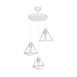 GLOBOSTAR® TRIANGLE 203-0166 Μοντέρνο Κρεμαστό Φωτιστικό Οροφής με Ντουί 3 x E27 AC 220-240V IP20 - Λευκό & Χρυσό - Μ67 x Π67 x Υ50cm