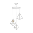 GLOBOSTAR® TRIANGLE 203-0166 Μοντέρνο Κρεμαστό Φωτιστικό Οροφής με Ντουί 3 x E27 AC 220-240V IP20 - Λευκό & Χρυσό - Μ67 x Π67 x Υ50cm