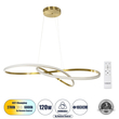 GLOBOSTAR® DEXTER 60920 Μοντέρνο Κρεμαστό Φωτιστικό Οροφής LED 120W 13440lm 300° AC 220-240V IP20 Ρυθμιζόμενο Λευκό CCT με Χειριστήριο από 2700K έως 6000K Dimmable - Lumileds SMD Chip - Χρυσό Βούρτσας - Μ103 x Π103 x Υ30cm - 3 Χρόνια Εγγύηση