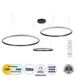 GLOBOSTAR® DIAMOND TRIO 61146 Μοντέρνο Κρεμαστό Φωτιστικό Οροφής LED 150W 18379lm 360° AC 220-240V IP20 Ρυθμιζόμενο Λευκό CCT με Χειριστήριο από 2700K έως 6000K Dimmable - Lumileds SMD Chip - Μαυρό Ματ - Μ170 x Π170 x Υ60cm - 3 Χρόνια Εγγύηση