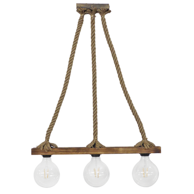 Ράγα μοντέρνο φωτιστικό Ε/27 RAGA 3L ROPE WOOD