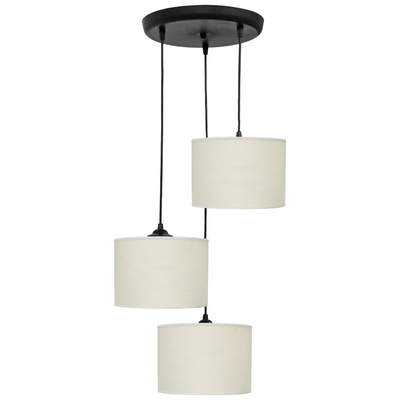 ΗΚ-01 PENDEL 3L ΛΕΥΚΟ/ΚΡΕΜ-ΒL / WHITE/CREAM-BL Μοντέρνο φωτιστικό 3φωτο κύλινδρος