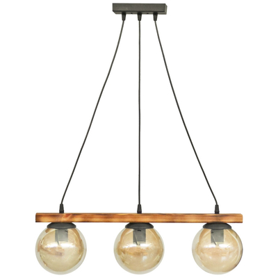 Κρεμαστό φωτιστικό με γυαλιά μελί R-600 CABLE RAGA 3/L WOOD