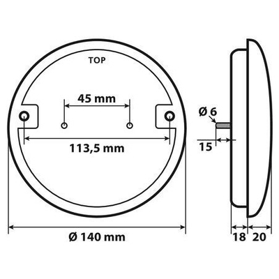 ΦΩΣ ΦΟΡΤΗΓΟΥ ΠΙΣΩ 12/24V 14LED ΔΙΑΦΑΝΟ ΣΤΡΟΓΓΥΛΟ 140mm 1ΤΕΜ.