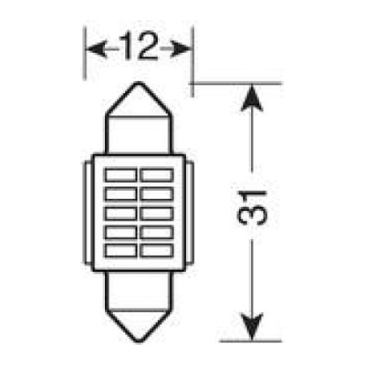 ΛΑΜΠΑΚΙ ΠΛΑΦΟΝΙΕΡΑΣ 12V 12x31mm 150lm ΛΕΥΚΟ MEGA-LED10 (ΔΙΠΛΗΣ ΠΟΛΙΚΟΤΗΤΑΣ- CAN-BUS) BLISTER 1ΤΕΜ.