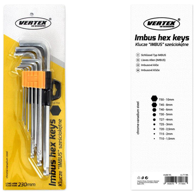 ΚΛΕΙΔΙΑ ΑΛΕΝ IMBUS ΜΑΚΡΥΑ 230mm IKL AMiO - 9 ΤΕΜ.