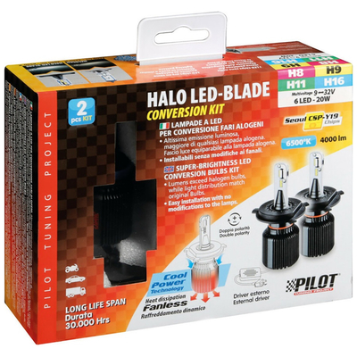 H8/H11/H16 9-32V PGJ19-X 6LED 6.500K 4.000lm 20W CANBUS SEOUL CSP-Y19chips HALO LED BLADE 2ΤΕΜ.