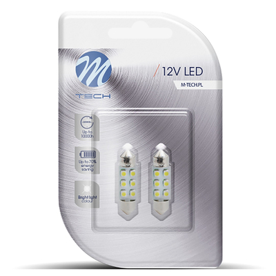 ΛΑΜΠΑΚΙΑ ΠΛΑΦΟΝΙΕΡΑΣ C5W/C10W 12V 0,48W SV8,5 36mm LED 6xSMD3528 ΠΡΑΣΙΝΟ BLISTER 2ΤΕΜ. M-TECH