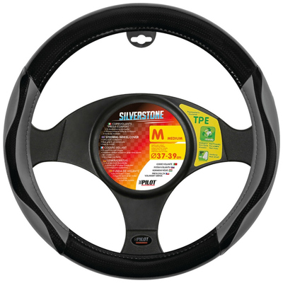 ΚΑΛΥΜΜΑ ΤΙΜΟΝΙΟΥ SILVERSTONE (M) 37/39 cm CARBON /ΜΑΥΡO-ΓΚΡΙ ΔΕΡΜΑΤΙΝΗ ΑΟΣΜΟ ECO-FRIENDLY