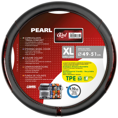 ΚΑΛΥΜΜΑ ΤΙΜΟΝΙΟΥ ΦΟΡΤΗΓΟΥ PEARL RED ΔΕΡΜΑΤΙΝΗ ΜΑΥΡΟ/ΚΟΚΚΙΝΟ (XL) 49-51cm ΟΙΚΟΛΟΓΙΚΟ ΚΑΙ ΑΟΣΜΟ