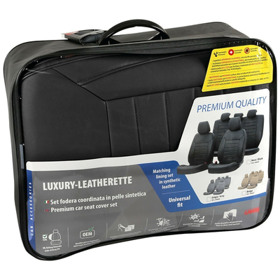 ΚΑΛΥΜΜΑΤΑ ΚΑΘΙΣΜΑΤΩΝ LUXURY LEATHERETTE ΔΕΡΜΑΤΙΝΗ ΑΦΡΩΔΕΣ ΜΑΥΡΟ -4 ΤΕΜ