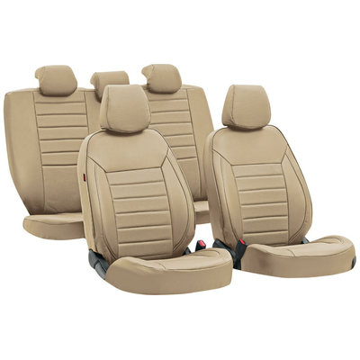 ΚΑΛΥΜΜΑΤΑ ΚΑΘΙΣΜΑΤΩΝ LUXURY LEATHERETTE ΔΕΡΜΑΤΙΝΗ ΑΦΡΩΔΕΣ ΜΠΕΖ - 4 ΤΕΜ.