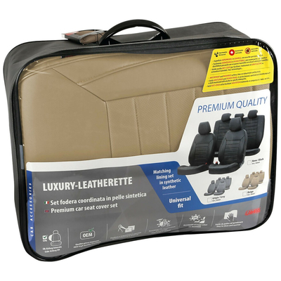 ΚΑΛΥΜΜΑΤΑ ΚΑΘΙΣΜΑΤΩΝ LUXURY LEATHERETTE ΔΕΡΜΑΤΙΝΗ ΑΦΡΩΔΕΣ ΜΠΕΖ - 4 ΤΕΜ.