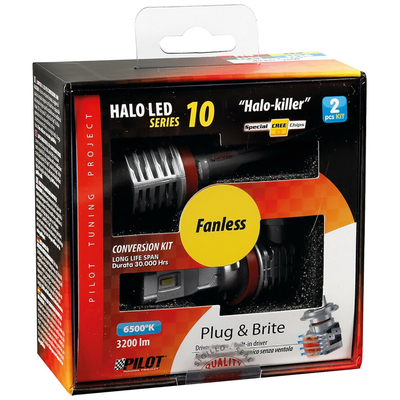 H8-H9-H11-H16 HALO KILLER PGJ19-X 9-32V -20W - 6500K - 3200lm HALO LED KIT SERIES 10 (12 LED ZES CHIPS) - 2 ΤΕΜ.