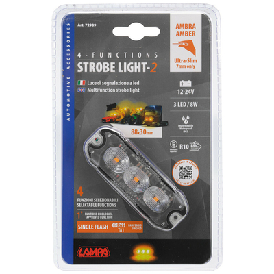 ΣΤΡΟΜΠΟ ΠΟΡΤΟΚΑΛΙ 12/24V 3 LED 4 ΧΡΗΣΕΩΝ ΑΔΙΑΒΡΟΧΟ IP67 (ΠΑΧΟΣ: 7mm) 88x30mm  LAMPA - 1 TEM.