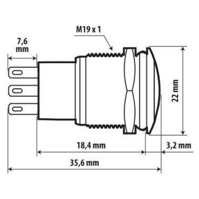 ΔΙΑΚΟΠΤΗΣ ΜΠΟΥΤΟΝ (BUTTON) 12/24V 5Amax 5PIN IP65 ON/OFF ME LED ΚΟΚΚΙΝΟ ΑΝΟΞΕΙΔΩΤΟ ΑΤΣΑΛΙ​ LAMPA - 1 TEM.
