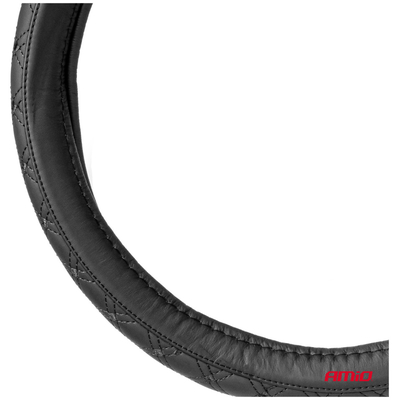 ΚΑΛΥΜΜΑ ΤΙΜΟΝΙΟΥ ΑΠΟ ΤΕΧΝΟΔΕΡΜΑ 37-39CM SWC-51-M ΣΕ ΜΑΥΡΟ ΧΡΩΜΑ ΜΕ ΜΑΥΡΕΣ ΡΑΦΕΣ AMIO - 1 ΤΕΜ.