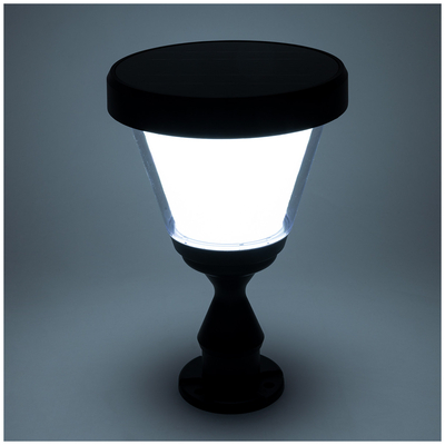 GloboStar® ARVENT 90534 Αυτόνομο Ηλιακό Φωτιστικό Κήπου - Κολωνάκι Αρχιτεκτονικού Φωτισμού Εξωτερικού Χώρου LED 10W 330lm 120° με Ενσωματωμένο Φωτοβολταϊκό Panel 6V 2W & Επαναφορτιζόμενη Μπαταρία Li-ion 3.2V 1800mAh με Αισθητήρα Ημέρας-Νύχτας - Αδιάβροχο IP65 - Σώμα Αλουμινίου & ABS - Φ24 x Υ36cm - Ψυχρό Λευκό 6000K - Μαύρο - 2 Χρόνια Εγγύηση