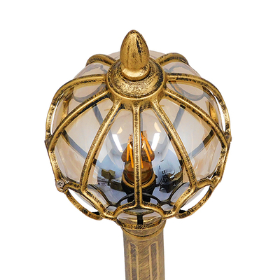 GloboStar® ETOILE 00985 Vintage Φωτιστικό Δαπέδου Μονόφωτο 1 x E27 Μπρονζέ Χρυσό Μεταλλικό Πλέγμα με Μελί Γυάλινη Μπάλα D18 x H102cm