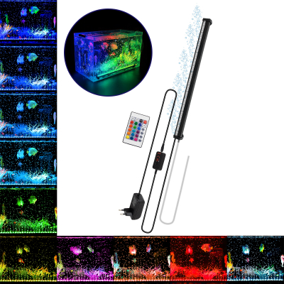 GloboStar® 79676 Φωτιστικό Ενυδρείου & Οξυγονωτής / Μηχανισμός Φυσαλίδων 45cm LED 18W 180° AC 230V Αδιάβροχο IP68 με Ασύρματο Χειριστήριο IR Πολύχρωμο RGB Dimmable