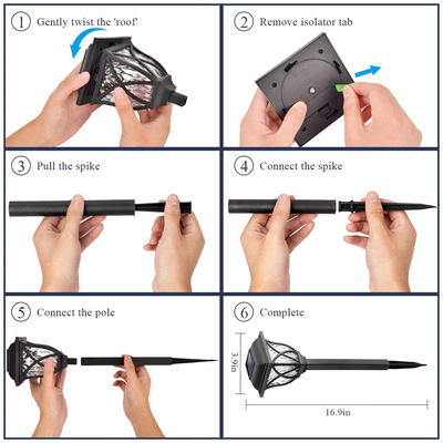 GloboStar® 85702 ΣΕΤ 6 Τεμαχίων Αυτόνομα Ηλιακά Φωτιστικά LED SMD 1W 100lm με Ενσωματωμένη Μπαταρία 600mAh - Φωτοβολταϊκό Πάνελ με Αισθητήρα Ημέρας-Νύχτας Αδιάβροχο IP65 Φανάρι Κήπου Τετράγωνο Θερμό Λευκό 3000K