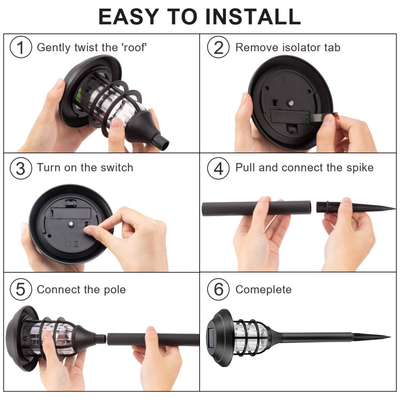 GloboStar® 85704 ΣΕΤ 6 Τεμαχίων Αυτόνομα Ηλιακά Φωτιστικά LED SMD 1W 100lm με Ενσωματωμένη Μπαταρία 250mAh - Φωτοβολταϊκό Πάνελ με Αισθητήρα Ημέρας-Νύχτας Αδιάβροχο IP65 Φανάρι Κήπου Στρογγυλό Θερμό Λευκό 3000K