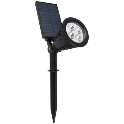 GloboStar® 85709 Μαύρο Προβολάκι Σποτ Κήπου Πλαστικό Καρφωτό LED HIGH POWER 8W 800lm με Ενσωματωμένη Μπαταρία 2200mAh - Φωτοβολταϊκό Πάνελ με Αισθητήρα Ημέρας-Νύχτας Αδιάβροχo IP67 Θερμό Λευκό 3000K