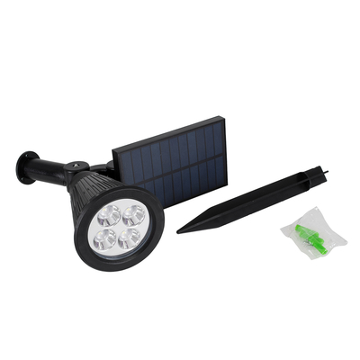 GloboStar® 85710 Μαύρο Προβολάκι Σποτ Κήπου Πλαστικό Καρφωτό LED HIGH POWER 8W 800lm με Ενσωματωμένη Μπαταρία 2200mAh - Φωτοβολταϊκό Πάνελ με Αισθητήρα Ημέρας-Νύχτας Αδιάβροχo IP67 Ψυχρό Λευκό 6000K