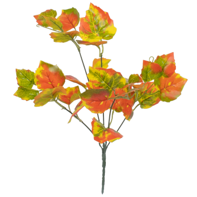 GloboStar® VIRGINIA CREEPER 78216 Τεχνητό Φυτό Παρθενόκισσος - Μπουκέτο Διακοσμητικών Φυτών - Κλαδιών με Φύλλωμα Πορτοκαλί - Κόκκινο - Πράσινο - Κίτρινο Υ35cm