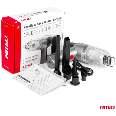 ΗΛΕΚΤΡΙΚΟ ΣΚΟΥΠΑΚΙ ΧΕΙΡΟΣ ΑΣΥΡΜΑΤΟ 40W ΜΕ 6 ΕΞΑΡΤΗΜΑΤΑ ΚΑΘΑΡΙΣΜΟΥ ΚΑΙ ΚΑΛΩΔΙΟ USB-C 7.4V 20min AMIO - 1 Τεμ.