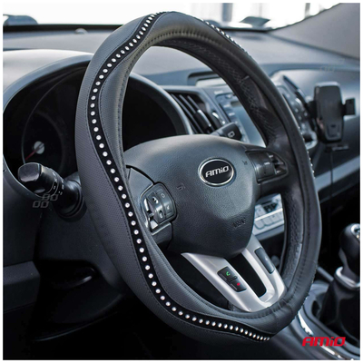 ΚΑΛΥΜΜΑ ΤΙΜΟΝΙΟΥ SWC-34 M 37-39cm ΣΕ ΜΑΥΡΟ ΧΡΩΜΑ  ΜΕ ΤΑΙΝΙΑ STRASS ΑΜΙΟ - 1 ΤΕΜ.