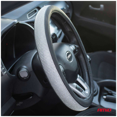 ΚΑΛΥΜΜΑ ΤΙΜΟΝΙΟΥ SWC-35 M 37-39cm ΣΕ ΜΑΥΡΟ ΧΡΩΜΑ  ΜΕ ΠΕΡΙΜΕΤΡΙΚΑ STRASS ΑΜΙΟ - 1 ΤΕΜ.