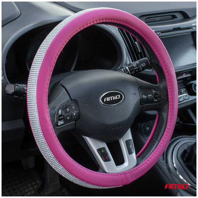 ΚΑΛΥΜΜΑ ΤΙΜΟΝΙΟΥ SWC-36 M 37-39cm ΣΕ ΡΟΖ / ΦΟΥΞΙΑ ΧΡΩΜΑ ΜΕ ΠΕΡΙΜΕΤΡΙΚΑ STRASS ΑΜΙΟ - 1 ΤΕΜ.